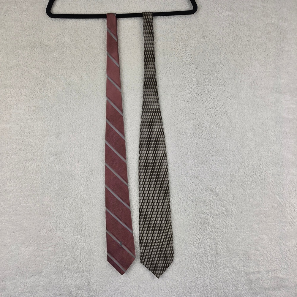 Yves Saint Laurent & Di Maggio Silk Tie Bundle Vintage YSL Striped Geometric